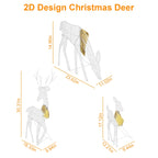 3 Sets Of Reindeer Family Lighted 2D Christmas Deer Decoration Warm Yellow Light 3 Lighting Modes Buck Doe Fawn Indoor Outdoor Christmas Decoration