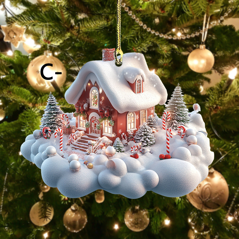 Christmas Snow House 2D Acrylic Decoration