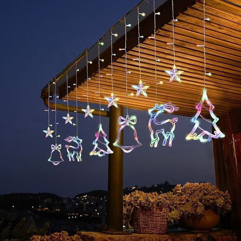 Christmas Decoration Led Color Light String Star Moon Curtain Light