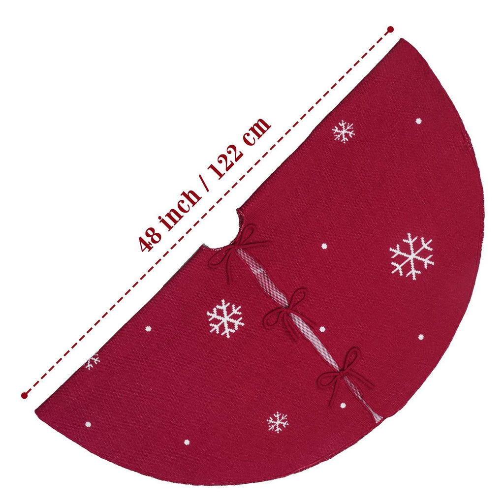 Christmas Tree Base Apron Elk Snow Scenery Knitted Tree Skirt