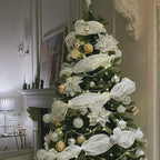 Christmas Tree Decoration Silk Ribbons Colored Ribbons Christmas Scene Layout Mesh Bow Pendant Yarn Strip