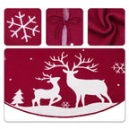 Christmas Tree Base Apron Elk Snow Scenery Knitted Tree Skirt